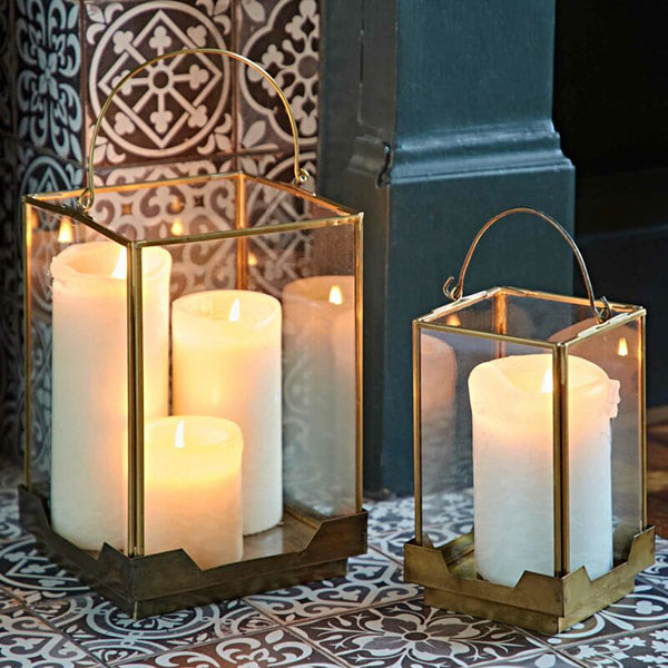 Antique Brass Effect Candle Lantern