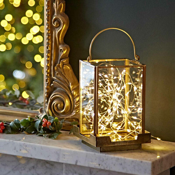 Antique Brass Effect Candle Lantern