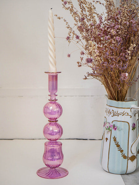 Artisanal Candle Holder in Recycled Blown Glass