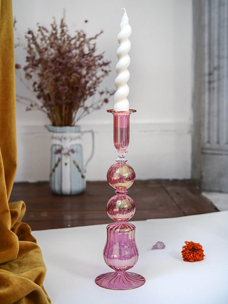 Artisanal Candle Holder in Recycled Blown Glass