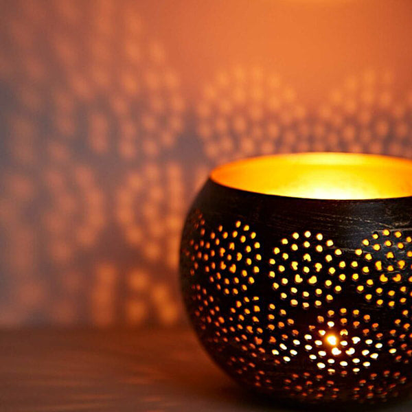 Black & Gold Metal Tea Light Holder