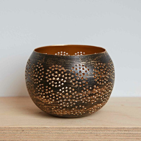 Black & Gold Metal Tea Light Holder