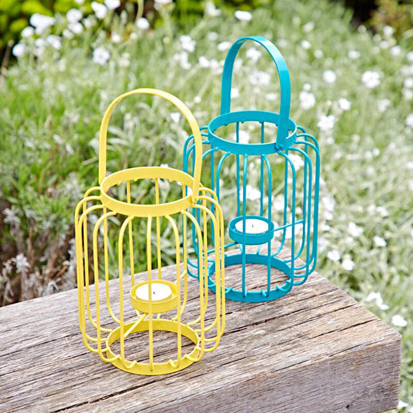 Colourful Iron Lantern Tea Light Holder