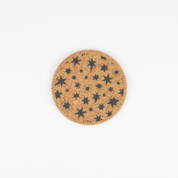 Cork Coaster - Star Grey Design