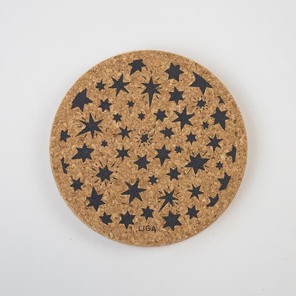 Cork Coaster - Star Grey Design