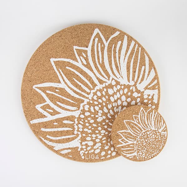 Cork Coaster - Sunflower Design