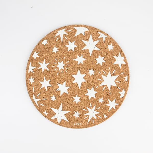 Cork Placemat - Star White Design