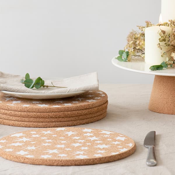 Cork Placemat - Star White Design
