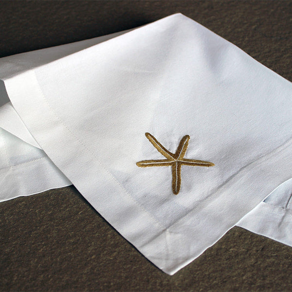 Cotton Napkin with Embroidered Motif