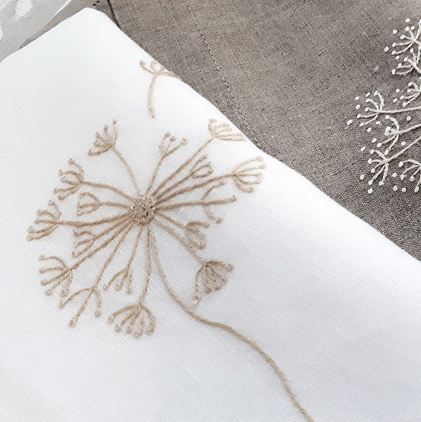 Linen Napkin with Embroidered Motif