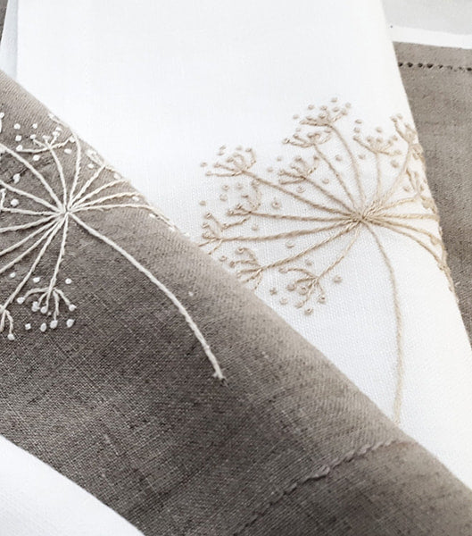 Linen Napkin with Embroidered Motif