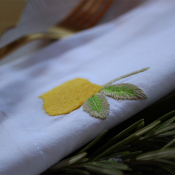 Linen Napkin with Embroidered Motif