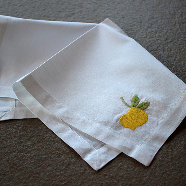Linen Napkin with Embroidered Motif