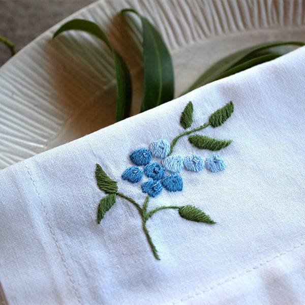 Linen Napkin with Embroidered Motif