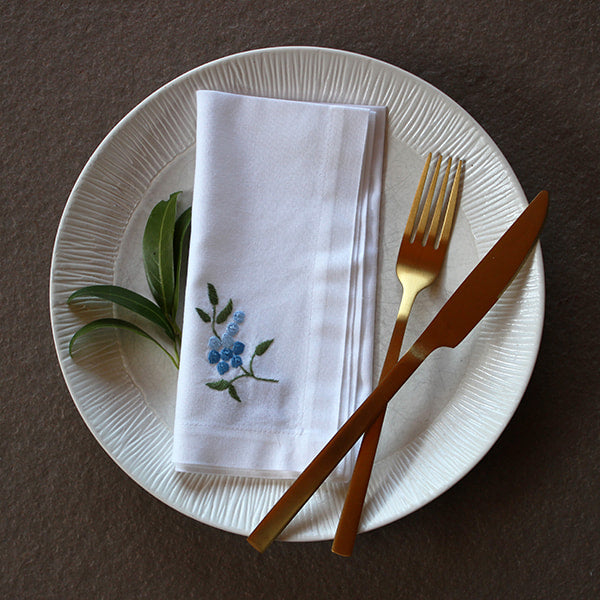 Linen Napkin with Embroidered Motif