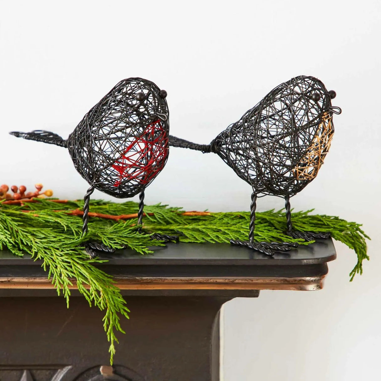 Hand made decorative wire robin Ornaments (set of 2)