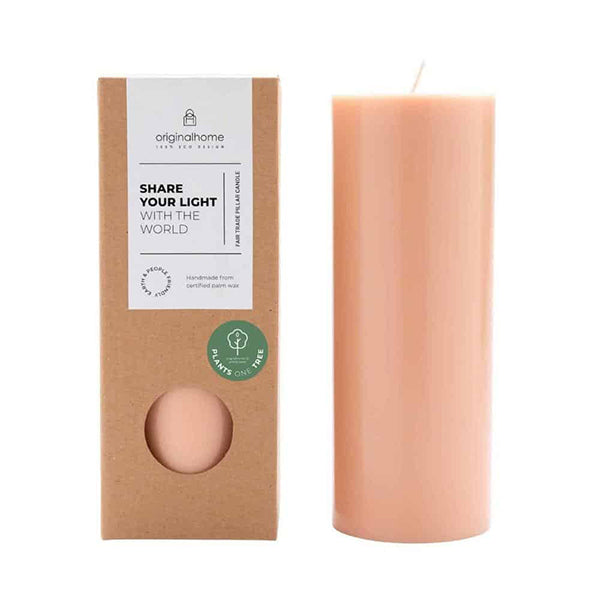 Pillar Candle Large - Certified Kernel Wax - Peach