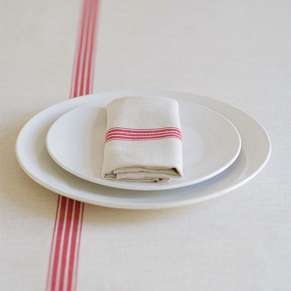 Provincial Stripe Linen & Cotton Napkin Red