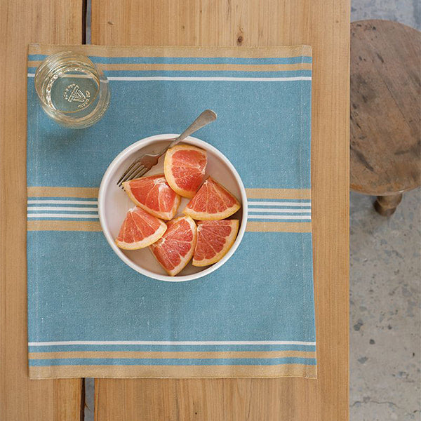 Warp Stripe Linen & Cotton Placemat - Sea Water