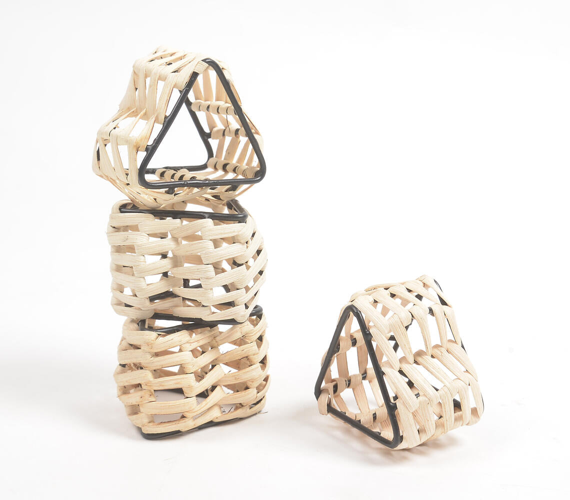 Handmade Cane & Iron Triangular Napkin Ring