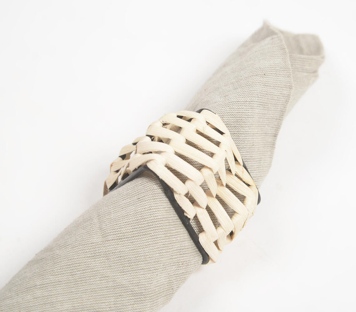 Handmade Cane & Iron Triangular Napkin Ring