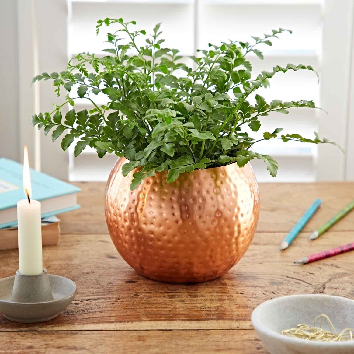 Hand-crafted hammered copper planter – Lunita Home