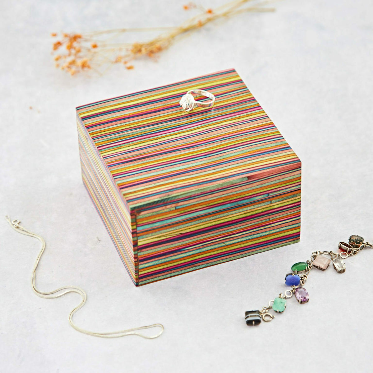 Multicoloured Papri Wood Trinket Box