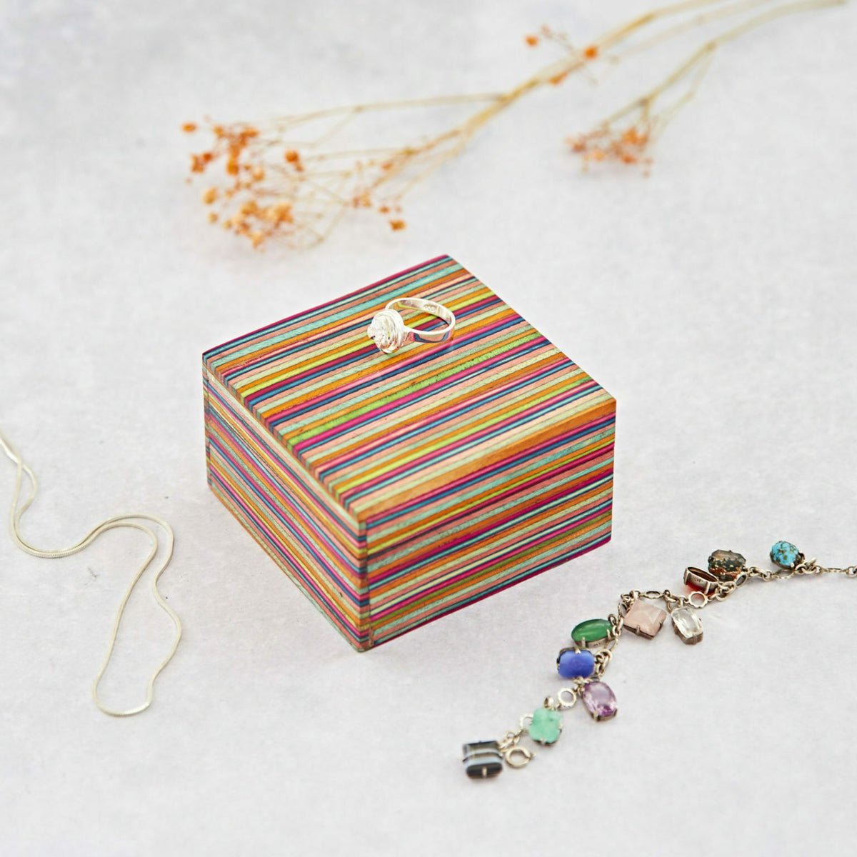 Multicoloured Papri Wood Trinket Box